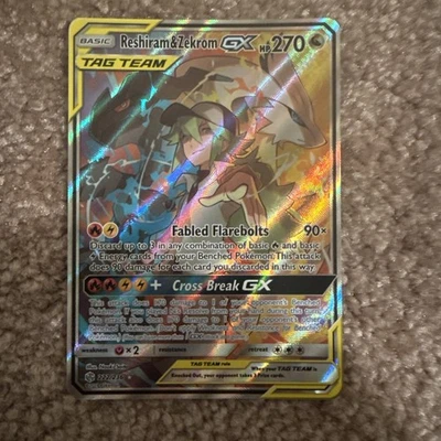 Reshiram & Zekrom GX (Full Art) 222/236 Sm-Cosmic Eclipse Holo LP - Image 1 of 4