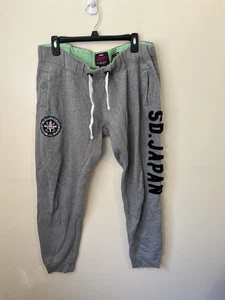 Superdry Vintage Unisex Gray Sweatpants Joggers Size Large 100% Cotton - Picture 1 of 7