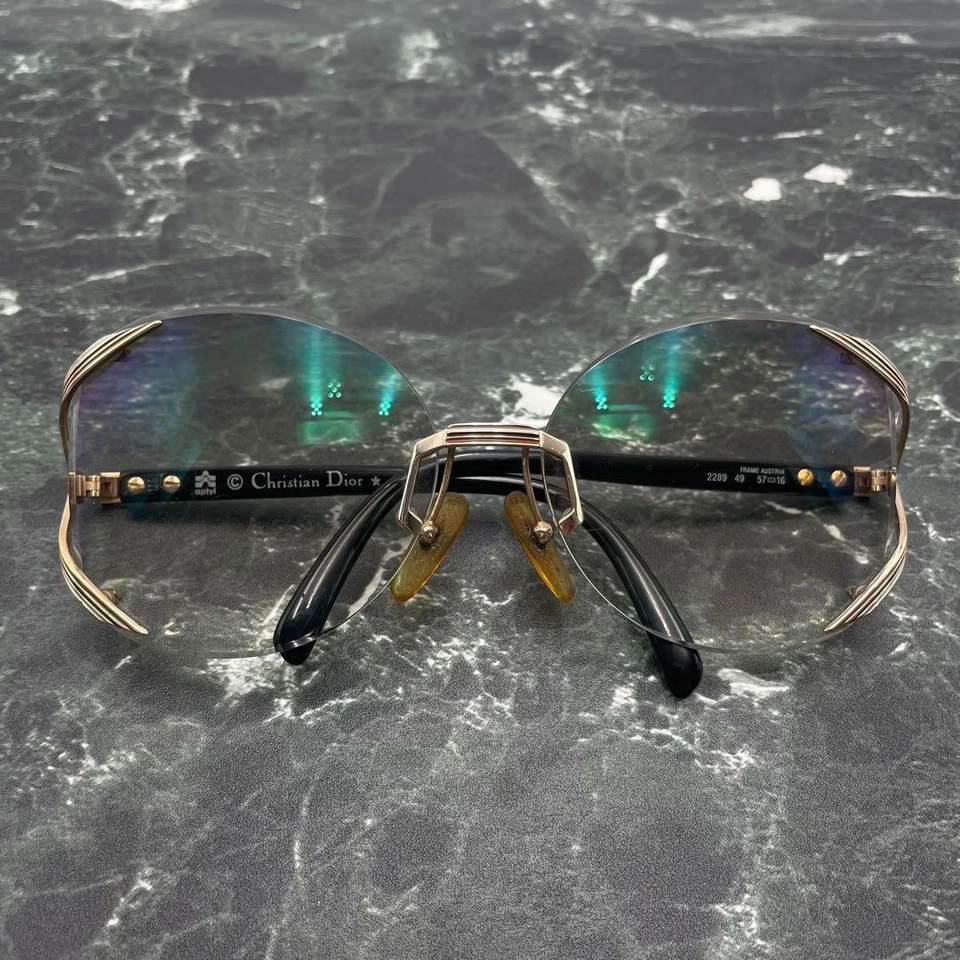 Vintage Christian Dior Sunglasses Model 2289-49 Gold Black Frame Stylish - Image 1 of 4