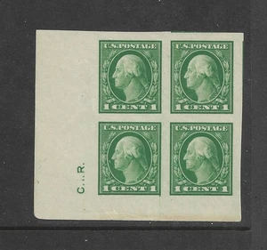 Estampillas de Estados Unidos: 1c Imperf con F #481; bloque MH/4, iniciales de siderographer C.I.R. (pos1) - Imagen 1 de 3