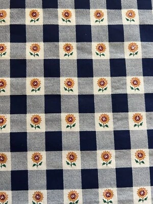 De Colección Marcus Brothers 1 Yarda 100% Algodón Azul Marino Tela A Cuadros Con Girasoles Nuevo De Colección Foto 1 de 3
