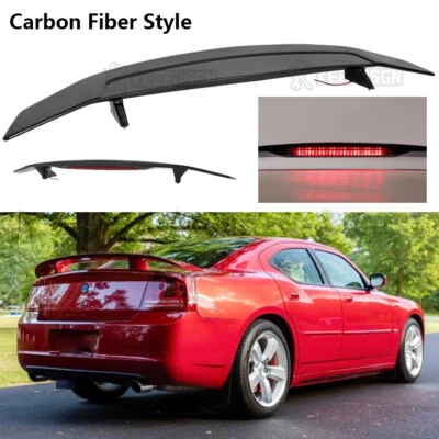 52" Carbon Fiber Rear Trunk Spoiler Wing w/Brake Light For Dodge Charger SRT - Image 1 of 4