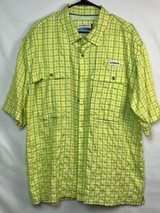 Magellan  Men's XL Yellow Vented MagWick Short Sleeve Fishing Button Up Shirt