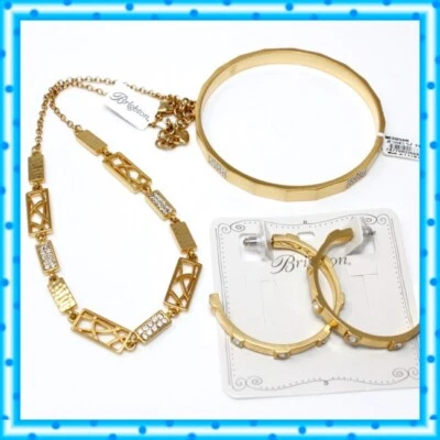 Conjunto de Brincos Brighton Meridian Zenith Colar Pulseira de Cristal Dourado Novo com etiquetas $186 - Imagem 1 de 4