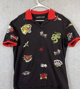 Polo Hudson Outerwear da uomo nera taglia grande tigre rose serpente - Foto 1 di 8