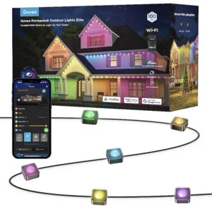 Govee RGBICW Permanent Outdoor Garden Lights Elite Color Changing Black 100ft - Picture 1 of 8