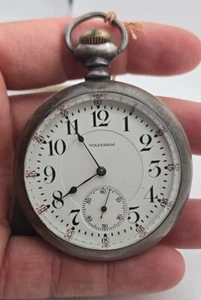 Mod 1892 Waltham 18s Grade 845 Sterling Silver Pocket Watch Runs - Picture 1 of 18