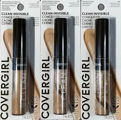 NEW Covergirl Clean Invisible Concealer, 109 Golden Ivory - 3 Pack - Image 1 of 4