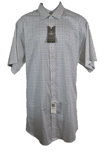 Camisa Van Heusen Para Hombres Grande y Alta 18 Alto Botón Frontal S/S Blanca con Estampado Nueva con Etiquetas - Imagen 1 de 6