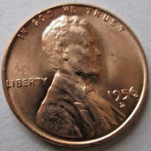 1956-D WHEAT CENT, FULL RED COLOR, HIGH MS CONDITION, CIRCULATED - Picture 1 of 2