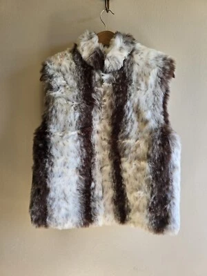 Chaleco para mujer Preston & York imitación piel de conejo talla M marrón crema usado  Foto 1 de 4