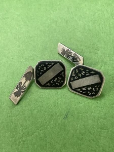 Ultra Rare Antique Iraqi Niello Silver  cufflinks R15 - Picture 1 of 6