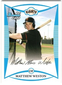 2008 Bowman Draft Matthew Weston 1st San Francisco Giants #BP30
