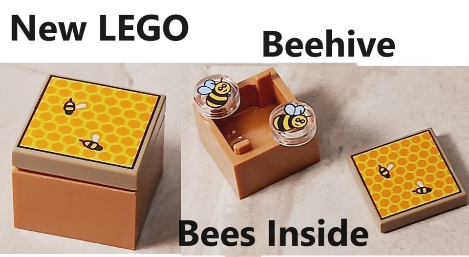 New LEGO Bee Hive with BEES Inside Printed Top HIVE Box Crate HONEY Gift Box - Image 1 of 1