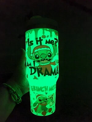 Vaso Dupe 40oz verde brillante azul inspirado en Alien Grinch Foto 1 de 3