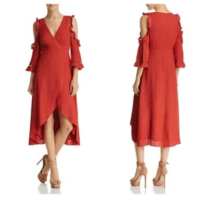 AQUA SEXY COLD SHOULDER FAUX WRAP HIGH LOW MIDI MAXI DRESS Sz XS NWT $ 88 - Picture 1 of 3