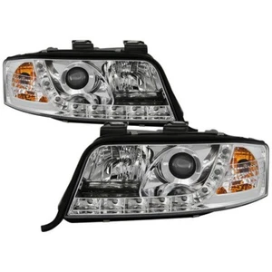 FITS AUDI A6 2002-2004 Chrome Clear Projector Headlights DRL & L.E.D PAIR - Bild 1 von 4
