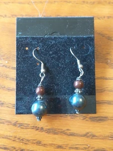Faux Colored Pearl Dangle Earrings - Picture 1 of 2