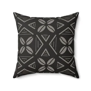African Tribal Pattern Spun Polyester Square Pillow + Cover, Black Throw Pillow - Picture 1 of 13