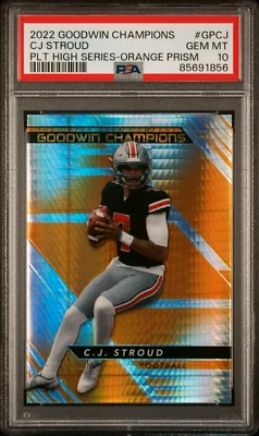 2022 Upper Deck Goodwin CJ Stroud Orange Prism Prizm #/499 PSA 10 RC Rookie Card - Image 1 of 2