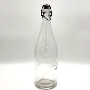 Antike Schwenkdeckel Glasflasche klar Hutter Stopfen schwarz Vintage Klarflasche - Bild 1 von 8