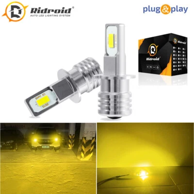 Pair H3 3000K Yellow 100W High Power LED Fog Light Driving Bulb DRL - Image 1 of 4