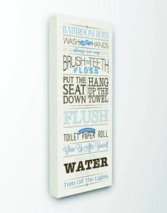 Stupell Industries Rules Blue and Black Print Bathroom, Design by Stephanie W... - Picture 1 of 7