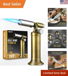 Butane Kitchen Torch Copper 6" Adjustable Flame Cooking Multi-Use Soldering Tool - Picture 1 of 9