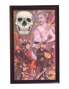 Mixed Media Collage By Pete Reilly THR  Framed Art 9.75” X 15.25” “Rie Ahora…” - Picture 1 of 4