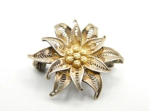Spilla spilla vintage in argento sterling 925 a strati con fiori - Foto 1 di 5
