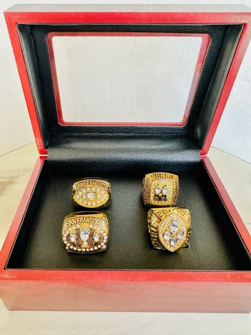 4 PCS San Francisco 49ers Super Bowl RING SET W Case, USA Ship 1981/84/88/89 Cover