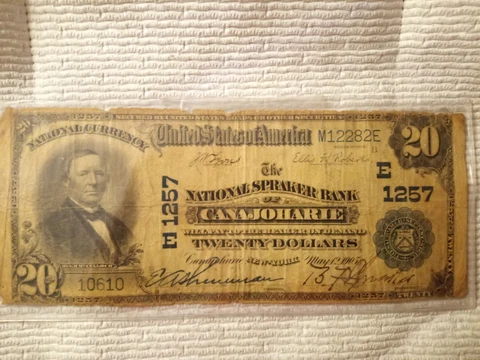 Series 1902 $20 National Currency Twenty Dollars Canajoharie New York Cover