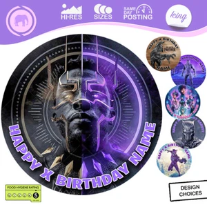 Black Panther Tortenaufleger Dekoration Personalisiert Rund Kreis Essbar Zuckerguss - Bild 1 von 21
