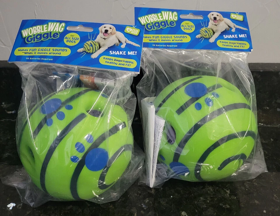 Wobble Wag Giggle Ball, brinquedo interativo para cães - 2 brinquedos novos em folha em sacos lacrados - Imagem 1 de 1