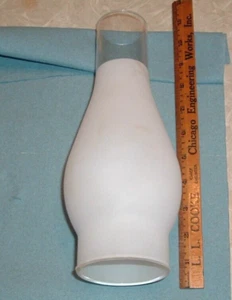 new frosted glass oil lamp chimney 10" tall 3" base 2" chimney - Picture 1 of 2