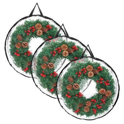 KOKONE Wreath Storage Organizer for Door 3 Pack Clear Christamas Wreath Storage Bag ...