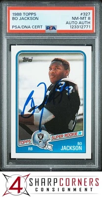 Topps #327 1988 Bo Jackson radiocontrol Heisman PSA 8 ADN automático auténtico Foto 1 de 2