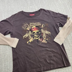 Camisa De Colección Piratas del Caribe Juvenil Grande 12 14 Niños Manga Térmica Y2K - Imagen 1 de 9
