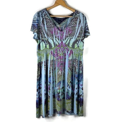 Vestido Vaina Unity World Wear Para Mujer Azul Paisley Talla 1X Azul Paisley Calado Foto 1 de 4