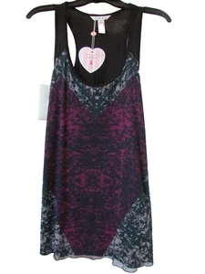 CAbi Women's Black & Purple "Heart Of Cabi" Mesh Overlay Tank Top - SIZE M-NWT - Picture 1 of 4