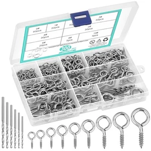 306 Stück Ösenhaken Schrauben Sortiment Kit (0,6"-1,65") 9 Größen vernickelt Fo... - Bild 1 von 7