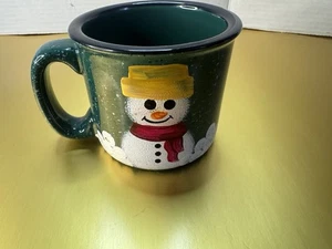 Snowman Christmas Mug Hand Painted Style Green Winter Ceramic Coffee Cup”  - Picture 1 of 7