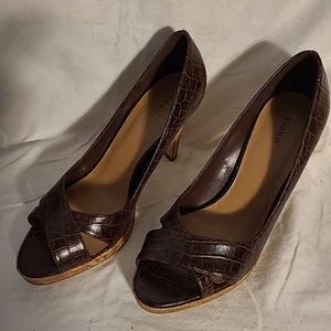 Vintage Women's Shoes Brown Cork by Fioni Size 8.5w, NOS in Box - Picture 1 of 7