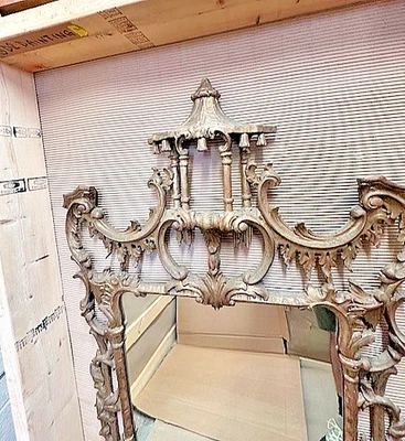 Espejo, montado en la pared, estilo chino Chippendale, dorado Foto 1 de 4