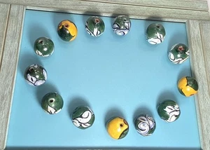 Large Harvested Handmade/Painted Ceramic Bead/Beads Lot-Jewelry Making/Macramé - Picture 1 of 11