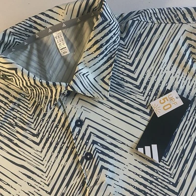 Рубашка поло для гольфа мужская Adidas размер XL с геометрическим воротником на пуговицах функциональная - Изображение 1 из 4