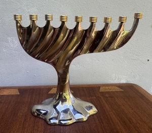 Vintage Modernariato Chanukah Hanukkah Menorah Judaica - Foto 1 di 7