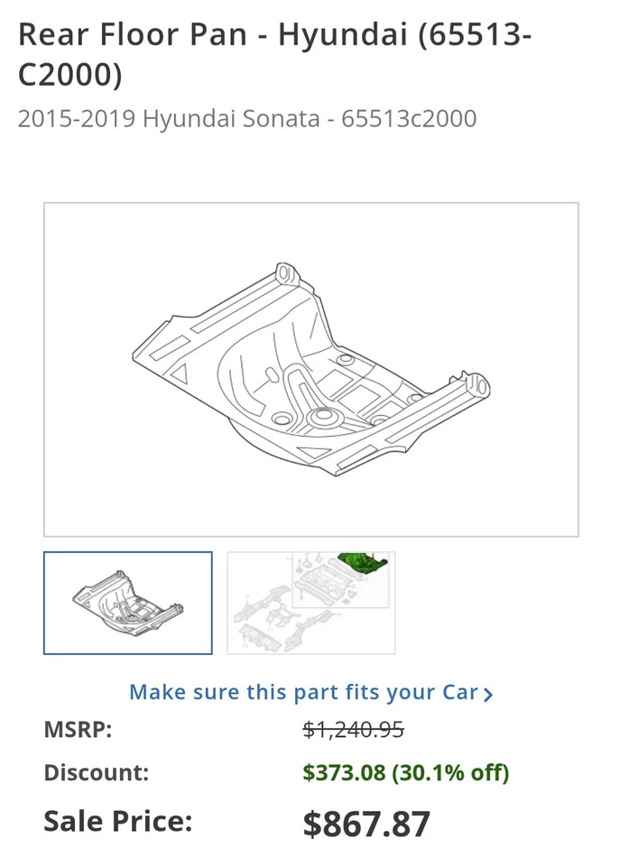 Panela de assoalho traseira para Hyundai Sonata (65513-C2000) de 2015-2019 - Imagem 1 de 1
