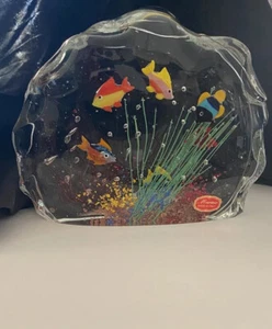 Vetro arte vintage di Murano 6 pesci acquario tropicale scultura in vetro anni '50 etichetta MCM - Foto 1 di 12