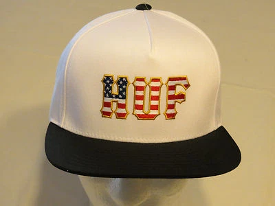 HUF Blanco Negro RARO Hombres Adultos Sombrero Gorra Snap Back Surf Skate Talla Única y Única Foto 1 de 4
